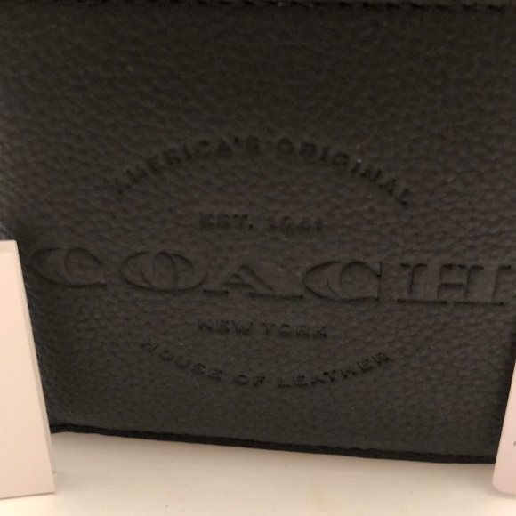 Coach Men’s Double Billfold Leather Wallet Black - Picture 1 of 5